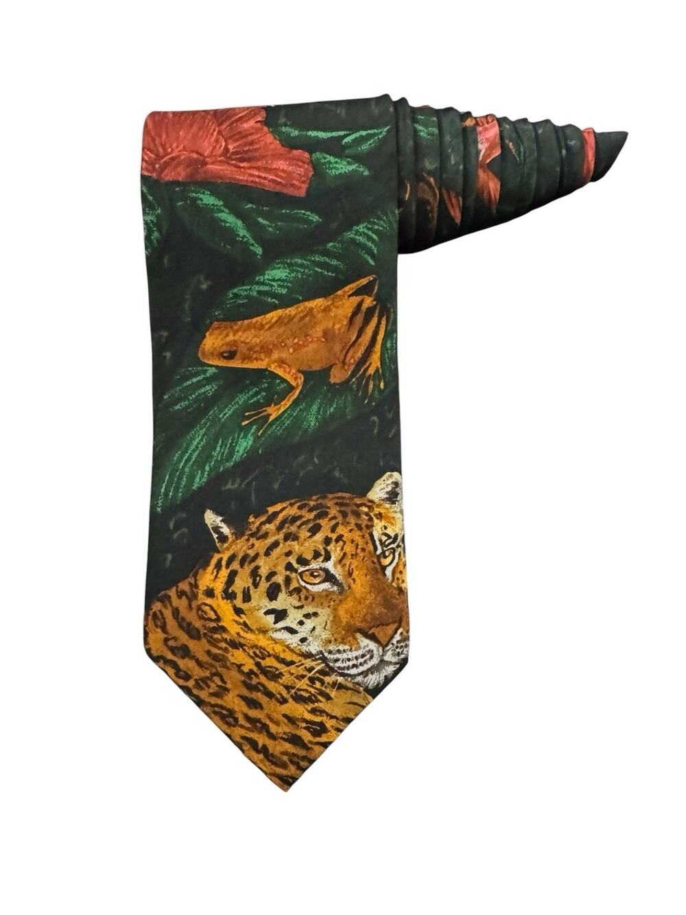 WWF World Wildlife Fund Jaguar Design NO 146 Frog Hummingbird Necktie Silk